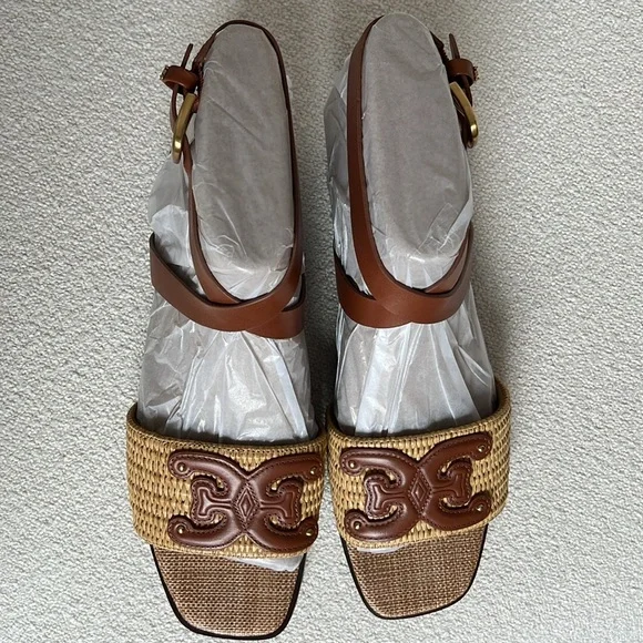 Sam Edelman Ilsie Ankle Strap Sandal Straw Cognac Size 10 - Picture 7 of 14